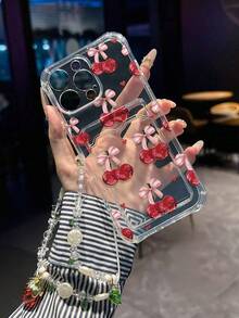 Ví đựng thẻ vuông trong suốt, sơn màu anh đào, đa chức năng, có dây đeo cổ tay, vỏ điện thoại dày chống sốc, tương thích với iPhone 17/17 Pro/17 Pro Max, 16/11/16 Pro/16 Plus/16 Pro Max/16e, 15 Pro Max, 13/14/12/XS/XR/7G/8P, Galaxy S25/S25 Plus/S25 Ultra, A16/A36/A26/A56/A50/A12/A32/A52/A72/A51/A21S/A13/A14, S24/S24 Plus/S24 Ultra - Hồng - Xem 2