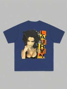 Lauryn Hill - Hip - Hop - Icon Men's Graphic T-Shirt, 100% Cotton, 220g.Summer ESXA - 藍色 - 查看 2