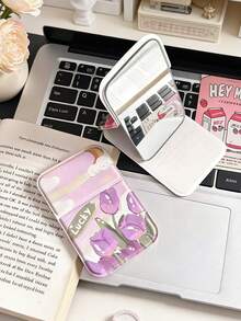 INS High-Quality Tulip Folding Makeup Mirror, High-Definition Portable Compact Mirror For Dorm And Travel - Multicolor - View 7