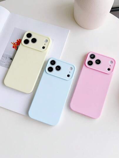 3 piezas Funda de teléfono de silicona suave de unicolor con cobertura completa y borde recto, funda protectora de teléfono de color dopamina linda compatible con iPhone 16 Pro Max, 16, 16 Plus, 16 Pro, 15, 15 Pro, 15 Plus, 15 Pro Max, 14, 14 Plus, 14 Pro, 14 Pro Max, 13, 13 Pro, 13 Pro Max, 12, 12 Pro, XS Max, XR, adecuada para uso diario, 17, 17 Pro, 17 Pro Max