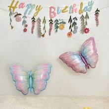 2pcs Gradient Butterfly Foil Balloons Purple Blue Gradient Balloons Suitable For Birthday Party Decoration Baby Shower Decoration - View 3