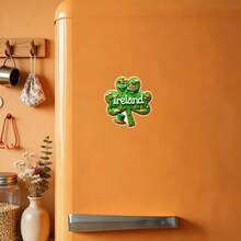 A Shamrock Made Of Irish Scones: Ireland Shamrock Magnet With Shamrock Shape & Buttery Hue, Green Hills & Sheep – Celtic Charm For Your Fridge - Irish Clover - View 3