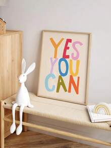 1件裝飾畫布牆面藝術品，適合嬰兒房，Yes You Can 印花：俏皮兒童牆面裝飾，正向心態主題，勵志海報。非常適合遊戲室、兒童房、居家學習裝飾、嬰兒房裝飾、男孩房藝術品、農舍風格畫廊牆面套裝、嬰兒房裝飾海報、遊戲室海報、新生兒禮物、幼兒園裝飾和教室裝飾。 - 彩色 - 查看 2
