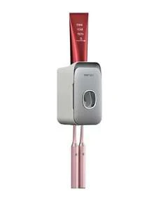 MENGNI 1pc Wall Mounted Automatic Toothpaste Dispenser With Toothbrush Holder Bathroom Accessories Set Home Bathroom Decor Fall Decor Back To School - 灰色的 - 查看 2