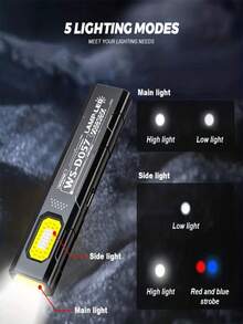 便攜式手持 LED 手電筒，USB 充電家用手電筒，戶外高亮度手電筒，紅藍雙色閃光燈，輕量工作燈，適用於居家、登山、釣魚、露營、緊急照明 - 便攜款 - 查看 7