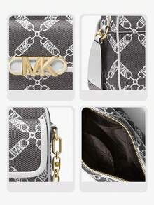 MK PARKER Women's Zipper Crossbody Bag With Wide Adjustable Strap And Flap Design - Black and White - View 3