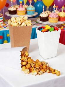 12PCS/1PC/Solid Color Popcorn Box, 2 Sizes Available, Candy Box Party Gift Box, Small Items Packaging Box, Use Birthday Holiday Cinema Party - Camel - View 2