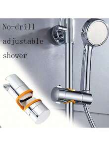 Universal Shower Head Holder - Adjustable Sliding Bar Bracket With Orange Grip Ring, Clamp-On Shower Slider For 18-25mm Shower Rails, Tool-Free Installation Bathroom Accessory - Orange - View 1