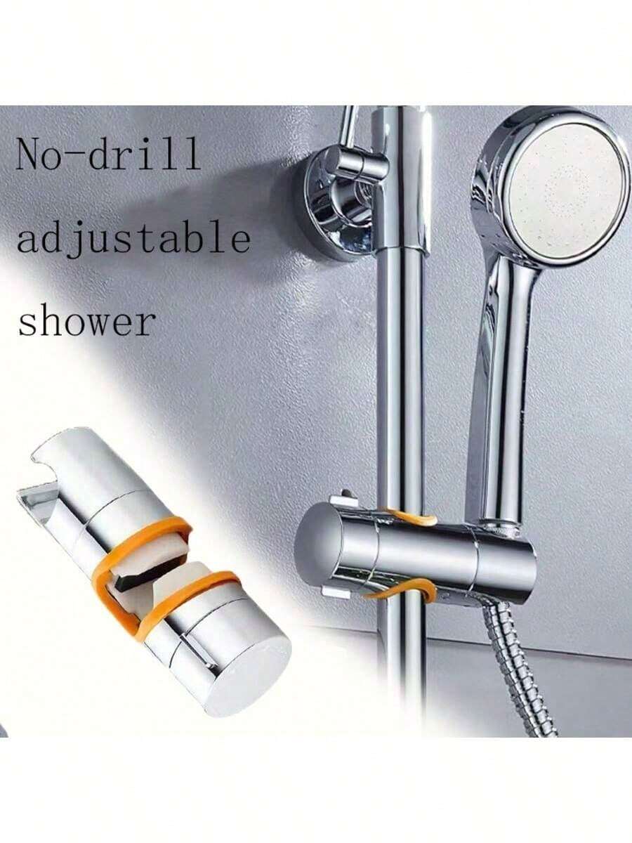 Universal Shower Head Holder - Adjustable Sliding Bar Bracket With Orange Grip Ring, Clamp-On Shower Slider For 18-25mm Shower Rails, Tool-Free Installation Bathroom Accessory - Orange - View 1
