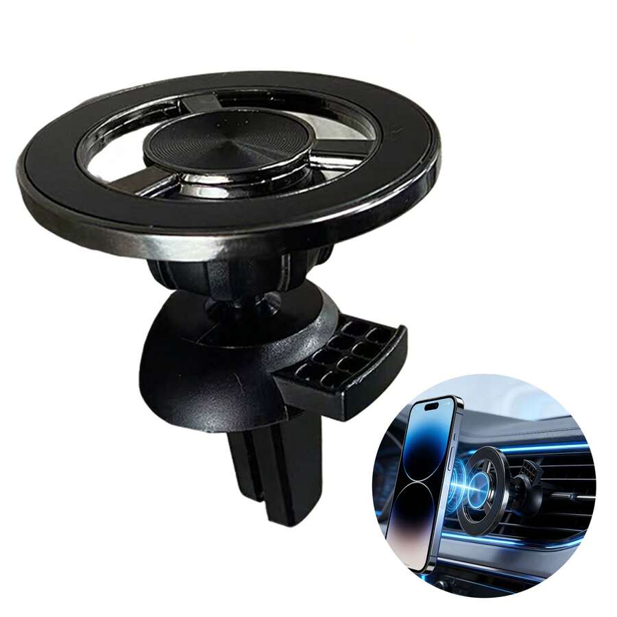 Magnetic Car Phone Holder, Air Vent Mount, Aluminum Alloy Material, Anti-Scratch & Wear-Resistant, Strong Magnetic Force, 360° Rotation, Multi-Angle Adjustment, Stable Grip Without Damaging Air Vent Blades - A - View 1