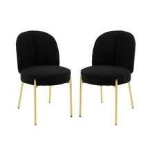 Silla de Comedor de Tela Negra con Patas Doradas (Juego de 2) Disponible en el Sitio - 1 - Ver 6