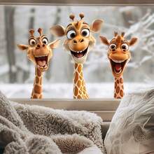 1pc Cute Giraffe Sticker, Lively And Healing Atmosphere, Self-Adhesive Easy To Stick, Personalized Space Decor Refresh - Multicolor - View 6