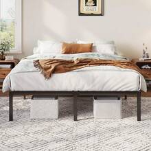 Allewie Queen Bed Frame, 12 Inch Metal Platform Beds With Storage Space, No Box Spring Required And Easy Assembly, White - 黑色 - 查看 4