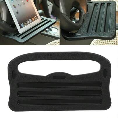 Bandeja para el volante del coche y organizador de escritorio - Diseño multifuncional 2 en 1, apto para portátiles, tabletas, teléfonos móviles y artículos pequeños, fácil de instalar y desmontar, adaptado universalmente a coches, SUV, camiones, accesorios de interior de coche duraderos y ligeros, superficie antideslizante, apto para viajes por carretera, trabajo de oficina y comidas sobre la marcha y otros entornos