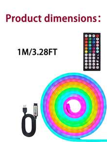 RGB LED霓虹灯带，带遥控器/APP控制，防水柔性LED霓虹灯，适用于卧室装饰，长度16英尺-100英尺，RGB LED灯带，支持APP控制和遥控器，定时、音乐同步，IP67防水，户外适用，柔软霓虹灯管，适用于卧室、客厅、游戏、万圣节派对、圣诞节装饰，LED霓虹灯招牌 - 彩色光 - 查看 15