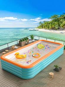 Extra Large Inflatable Swimming Pool For Adults (Multiple Sizes Available), Thick PVC Material, Durable, Outdoor Water Games For Summer, Easy Installation, Portable & Foldable, Suitable For Yard Parties, Holidays, Family Gatherings - A - View 5
