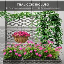 Outsunny Fioriera per Piante con Grigliato per Rampicanti, Aiuola Rialzata con 3 Vasi Interni, Struttura in Acciaio e Rattan PE, 84x30x107cm, Grigio - grigio - Visualizzare 6