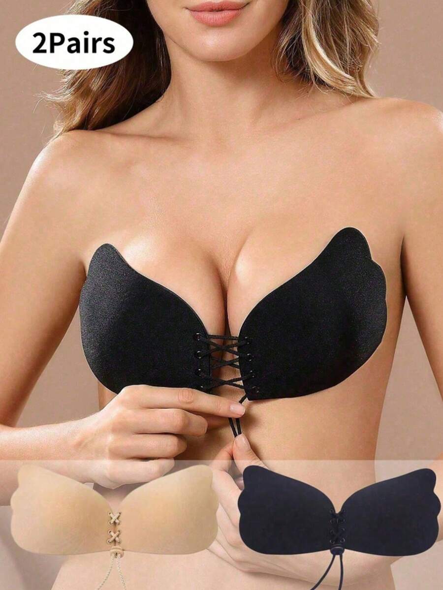 2 chiếc/1 cặp áo ngực vô hình không dây, áo ngực nâng ngực tái sử dụng, áo ngực vô hình dành cho nữ có miếng che đầu nhũ hoa - Nhiều màu - Xem 1