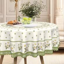 1pc Spring/Summer Theme Party Tablecloth, Green Decor, Daisy Floral Pattern, Multiple Sizes Available, Floral Design, European Countryside Style, Suitable For Home, Kitchen, Wedding, Party, Dining Table, Outdoor Events, Gifts. Easy-To-Clean Polyester Material - Multicolor - View 7
