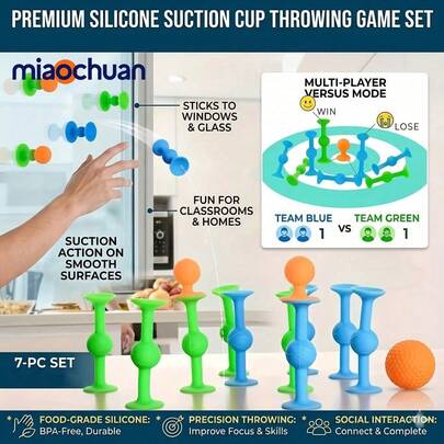 This 7-Piece Party Favor Toy Set Is Perfect For Various Holiday Events Or Birthday Parties. This Upgraded Suction-Cup Toss Game Set Makes An Excellent Choice For Interactive Indoor And Outdoor Play, As Well As Friendly Competitions.