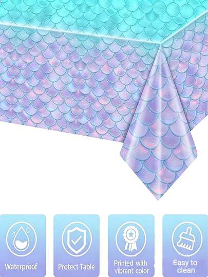 1 chiếc khăn trải bàn chủ đề đại dương vảy cá, kích thước 137*274cm, khăn trải bàn bằng nhựa PE dùng một lần, thích hợp cho tiệc sinh nhật, kỷ niệm, lễ hội, phù hợp với bàn hình chữ nhật (Do ánh sáng và góc chụp, có thể có sự khác biệt về màu sắc).