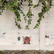 2D Handmade Wooden Fairy Door Decor, Heart & Butterfly Design Fantasy Garden & Desktop Miniature Model, Indoor/Outdoor Landscape Art, No Power Needed, Mother's Day Gift, Natural - 1PC - View 4