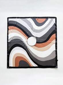 1pc Faux Silk Lightweight Geometric Print Scarf/Shawl, Versatile Beach Cover-Up For Women,Holiday - Black - View 2
