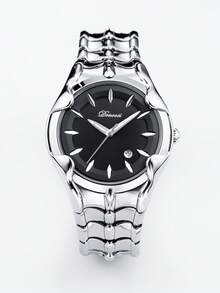 1pc Men's Y2K Style High-Quality Date Display Luminous Waterproof Wristwatch - Silver - View 6