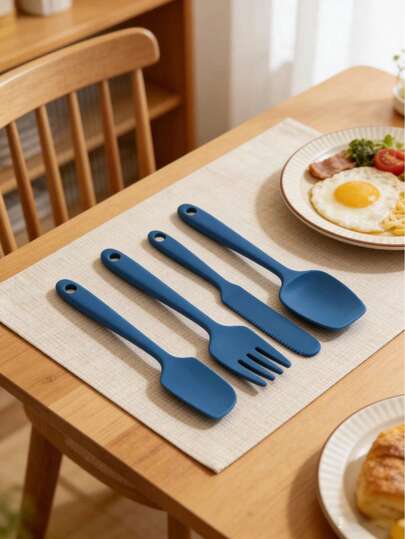 1 Set High Temperature Resistant Silicone Baking Spatula, Scraper, Mixing Tool For Kitchen & Dorm Baking