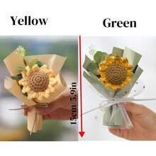 1 ramo de flores artificiales tejidas a mano con hilo, flores artificiales de tela y tejido, que incluye papel de regalo, girasoles, adecuado como regalo de cumpleaños o aniversario para mamá, novia, amiga, Día de la Madre, San Valentín, recuerdo de boda y decoración del hogar para fiestas festivas, regalo de Navidad, decoración del hogar, decoración de escritorio, decoración de dormitorio y baño, decoración de escritorio, regalo de cumpleaños o fiesta para mujeres - Multicolor - Ver 4