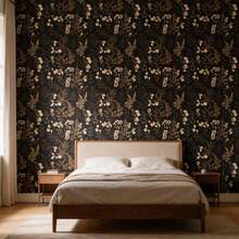 Tearable & Removable Thick Self-Adhesive Wallpaper, Rental-Friendly, Vintage Dark Floral & Botanical Pattern - 1PC - View 5