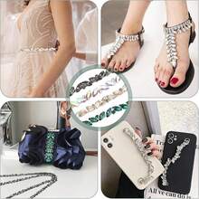 1pc 35.43 Inch Crystal Rhinestone Sewing Craft Chain, Elegant Minimalist Body Chain, Luxury Rhinestone Decor Chain, Claw Chain, Crystal Rhinestone Chain, Shiny DIY Decor, Clothing Decor Diamond Shoulder Strap Adjustable Crystal Shoulder Strap Accessory, Wedding Sewing Decor Accessory, Luxurious Rhinestone Strip, Sewing Supplies - Multicolor - View 8