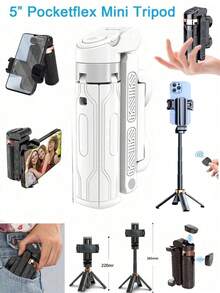 Pocketflex迷你三脚架，铝合金360°灵活旋转自拍杆三脚架，一键切换三合一手机三脚架，带可伸缩手柄和可拆卸遥控器，口袋大小的终极旅行摄影装备，适用于夏季度假、旅行、户外活动、直播、稳定录制 - 彩色 - 查看 6