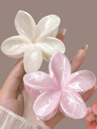 3pcs/2pcs Set Large Acrylic Ombre Flower Hair Claw Clips, Minimalist Elegant Design, Suitable For Beach, Travel, Party, Vacation, Back To School And Other Occasions, Sweet Fashion Hair Clips, Graceful Hair Accessories