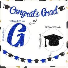 1 set Pancarta de felicitaciones Decoraciones de graduación con acentos de birrete, Banderín de graduación, Decoración de gorra de graduado para celebración de graduación, Ceremonia, Fondo, Decoración de pared, Accesorios para fotomatón, Múltiples colores disponibles - Izamiento de la bandera de la temporada de graduación - Ver 10