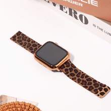 适用于 40mm、41mm、42mm、44mm、45mm、46mm、49mm 的磁吸式表带和保护壳，男女通用不锈钢米兰尼斯编织表带，为 Ultra SE 11/10/9/8/7/6/5/4/3/2/1 系列提供全面保护 - 豹紋 - 查看 4