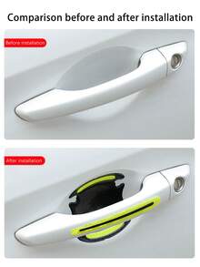 8pcs Car Door Handle Protective Luminous Stickers, Blue, Yellow, Green, White Door Handle Decals, Reflective Anti-Scratch Anti-Collision Strips - A - View 3