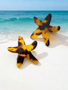 1 Pair New Fashion Exquisite Beach Vacation Style Leopard Print Acrylic Starfish Shaped Earrings For Women - Multicolor - View 2