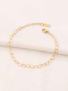 1pc Stainless Steel Heart Bracelet Fashion Simple Gold Color Statement Chain Bracelets Jewelry Gift For Women - Bracelet - View 8