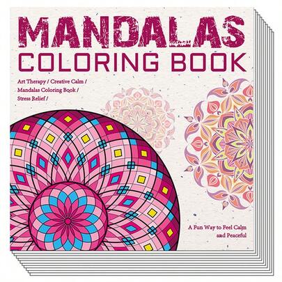Libro para colorear de mandalas para relajación profunda y alivio del estrés, colorear DIY para promover la creatividad, excelente para entretenimiento sin pantalla, viajes por carretera, vuelos, regalo para principiantes, adolescentes y amigos, juego familiar