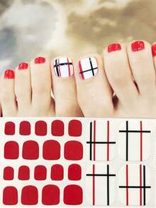 Pegatinas para arte de uñas de los pies, diseños de corazones y patrones geométricos de dibujos animados, purpurina multicolor, diseño mixto versátil, fácil aplicación con raspador - Multicolor - Ver 37
