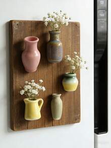Imán de nevera de jarrón cerámico pequeño - Imán de nevera lindo con jarrón decorativo adecuado para cocina, hogar y oficina, imán de jarrón de planta pequeño para pizarra, gabinete de almacenamiento y exhibición de fotos, regalo único para amantes de las plantas - A - Ver 4