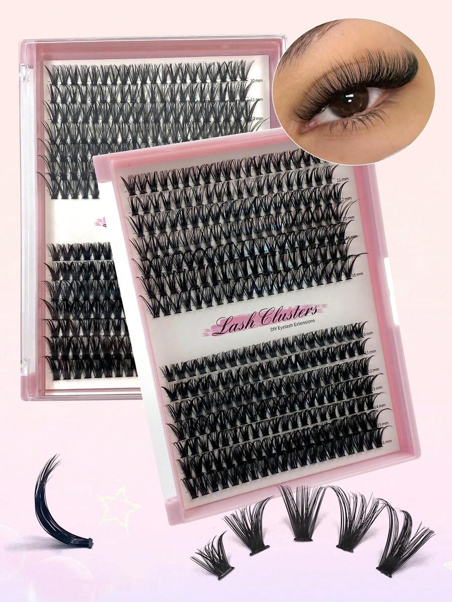 280 piezas Extensiones de pestañas individuales con rizo en racimo de estilo CC, aspecto natural, rizado y esponjoso, para extensión de pestañas DIY - CC - Ver 1