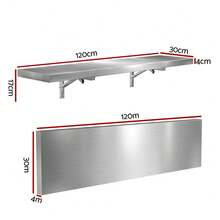 Cefito 1200mm Foldable Stainless Steel Wall Shelf Kitchen Storage Rack - Silver - View 2