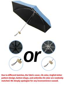 1 pieza Paraguas de viaje ligero y portátil, impermeable, apertura/cierre manual, 6 varillas reforzadas, protección UV, unisex (debido a las diferencias de lote, la tela del paraguas, el color de las varillas, el diseño del patrón de letras en inglés, la forma del botón y el color de las varillas se combinan aleatoriamente) - A - Ver 12
