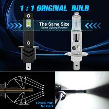 TOAUTO 2 bóng đèn LED H1 Canbus 20000LM 70w không quạt, đèn pha H1 kiểu tuabin, đèn pha ô tô cắm là chạy, 6500K, 12V - A - Xem 6