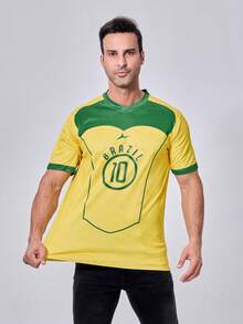 World Cup Brazil Soccer Jersey For Teens & Youth, #10 Player, Outdoor Sports Fitness Running Soccer T-Shirt, Suitable For Soccer Training, Matches, Soccer Enthusiasts, Men's Gift - Yellow - View 7