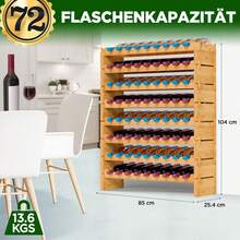 Wood Wine Rack – 72 Bottles, 4 Tiers – Stackable Bottle Shelf Cellar Or Kitchen – Easy Assembly – 85 X 25 X 105 K2N8 - View 4
