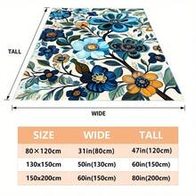 1pc Blue Flowers Blanket- Lightweight Flannel Throw For Sofa, , , Livingroom, Office, Chair, And Bed - Digital Printing Soft And M Flannel Blanket M Winter Mt - Mixed Colors - View 7