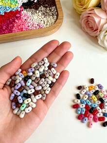 400 pièces de perles acryliques de couleur mélangée en forme de cacahuète avec trou, matériel pour la fabrication de bijoux DIY, collier, bracelet, accessoires perlés faits main - Perles de cacahuètes colorées à faire soi-même - Voir 2